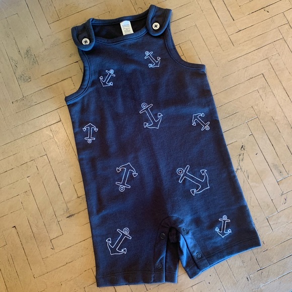 Other - ❌SOLD❌Gray Nautical Boy’s Romper Overalls Size 12